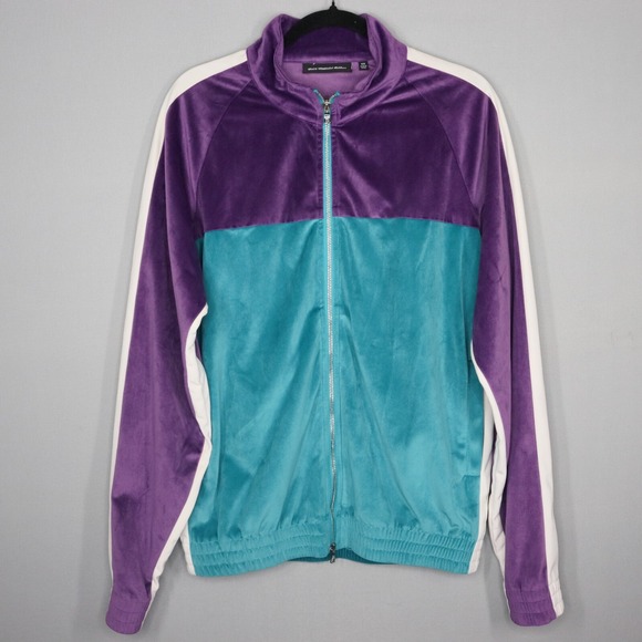 God's Masterful Children Retro Sports Jacket Mens Size Medium Purple Blue Velvet